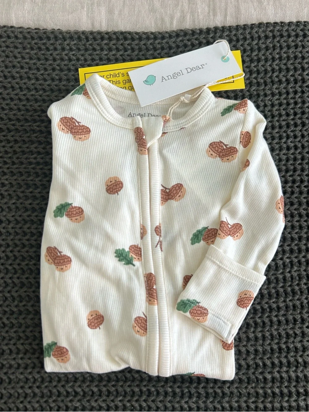 NWT Angel Dear acorn fall print footie pajamas